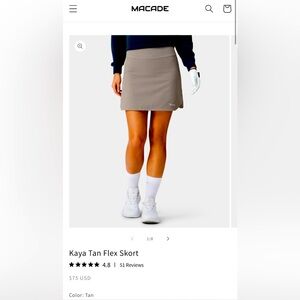 Macade Kaya Tan Flex Golf Skort Size Large